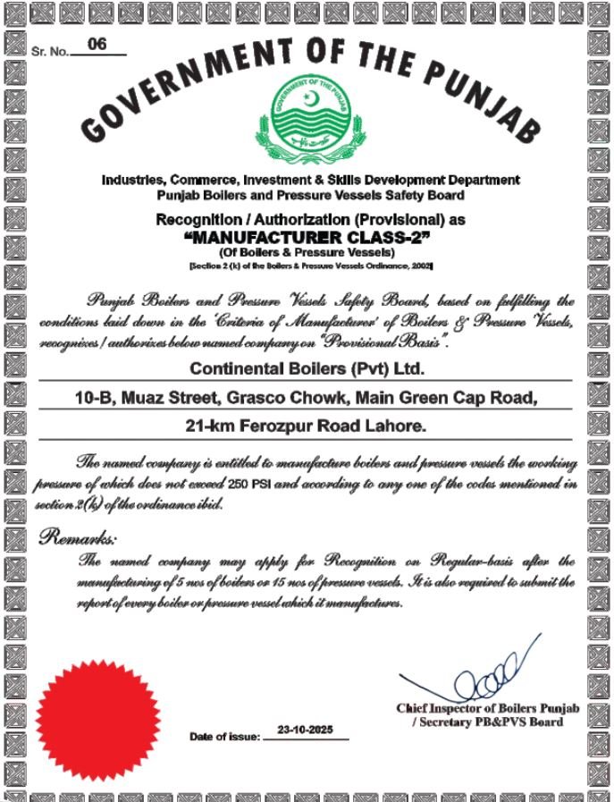 Authorization letter from Henan Yuanda Boiler Co Ltd to Continental Boilers